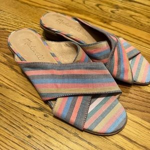 Madewell- Ruthie Crisscross Mule in Rainbow Stripe